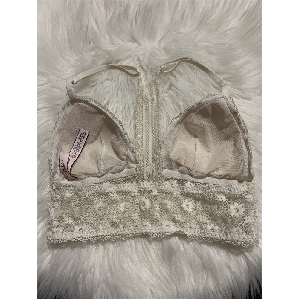 victoria secret small sexy bralette white lightly lined racerback floral pattern - Picture 5 of 9